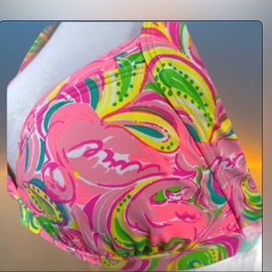 Lilly Pulitzer All Nighter Halter Swim Top 👙 Bikini Pink Green